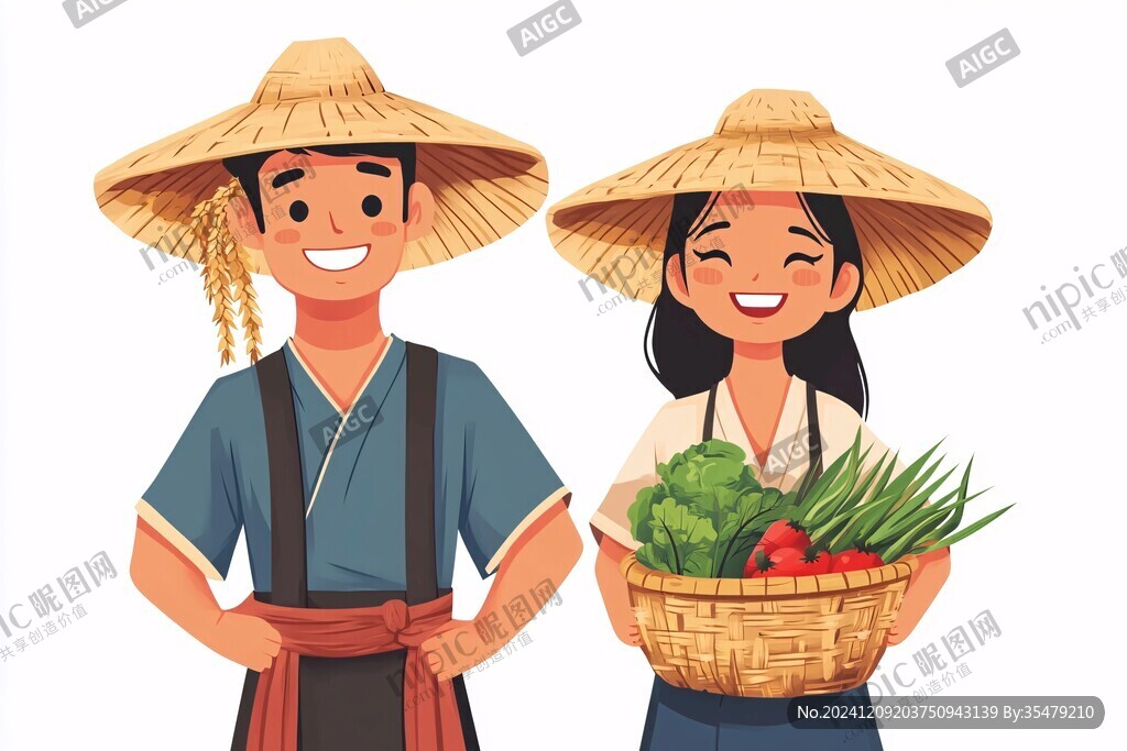 抱着农产品的人物