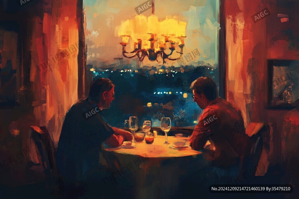 酒桌插画
