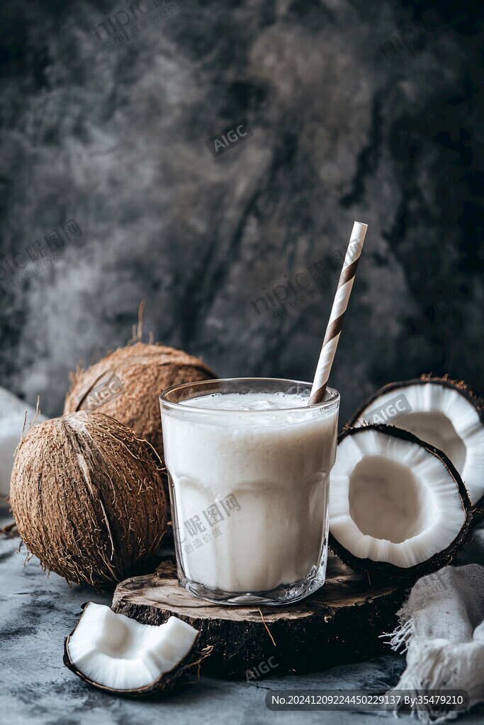 满杯椰奶饮品高清图