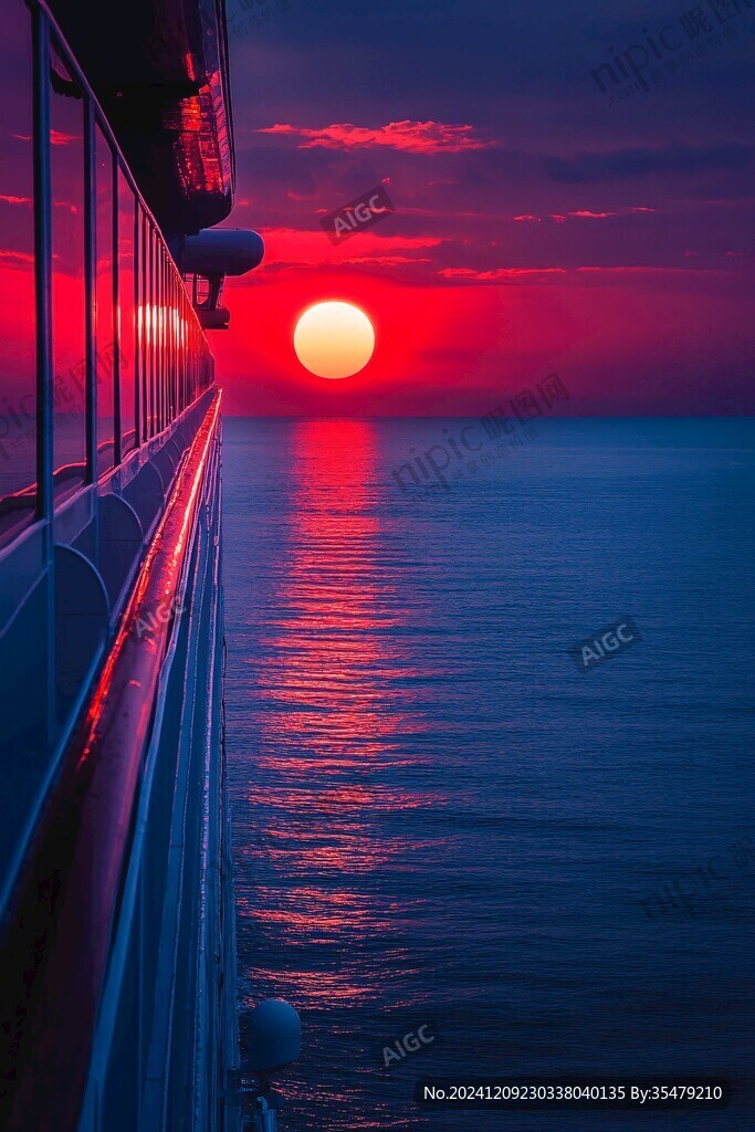 海上日落邮轮