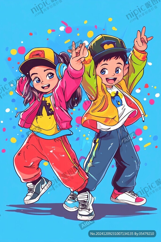 街舞女孩插画