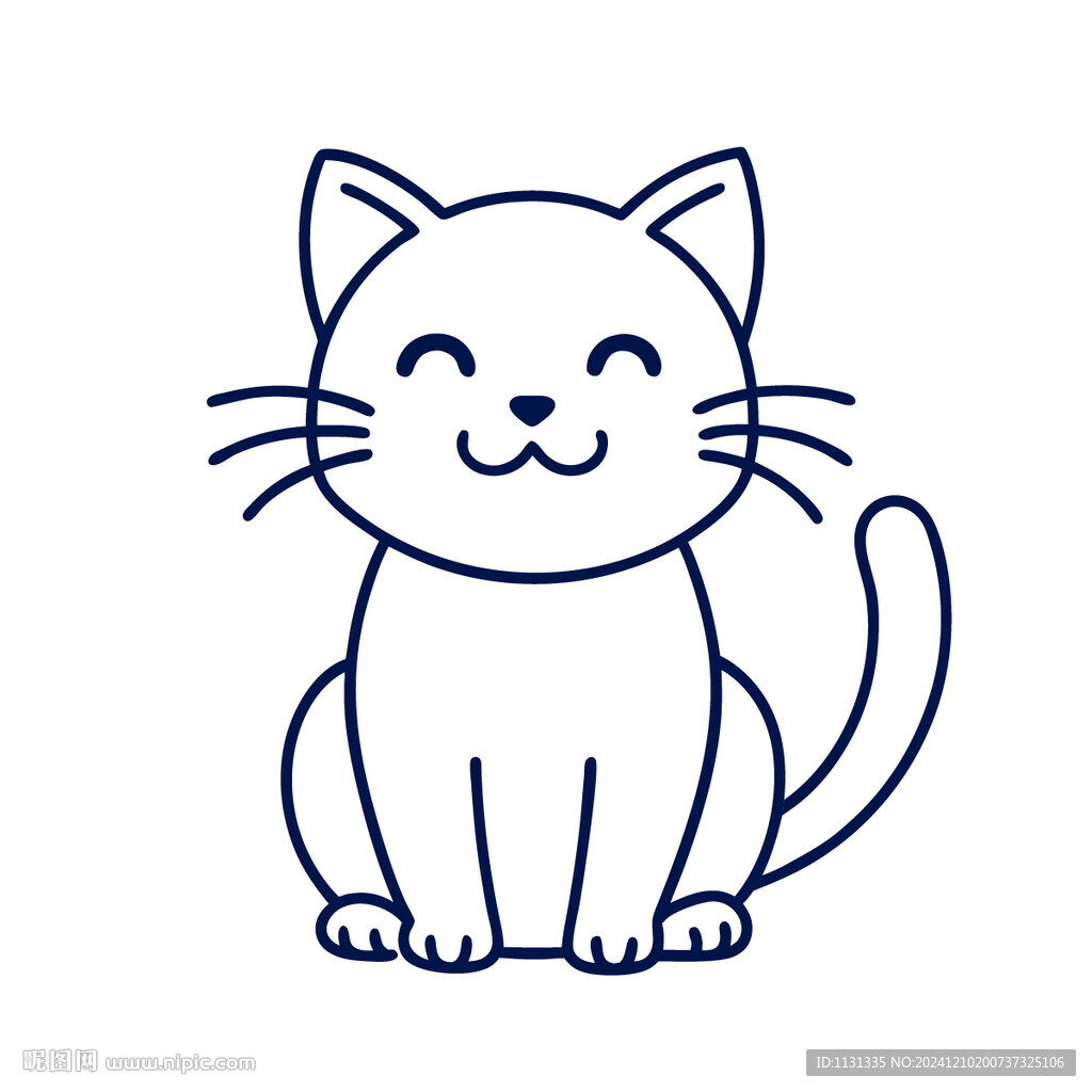 动物简约线条微笑小猫