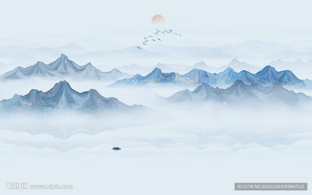 意境水墨山水画