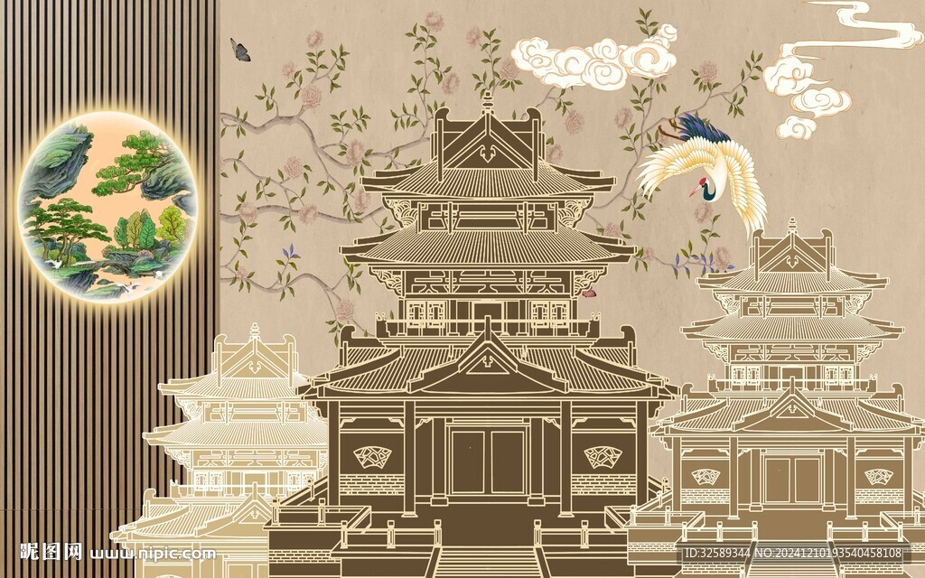 新中式背景墙  