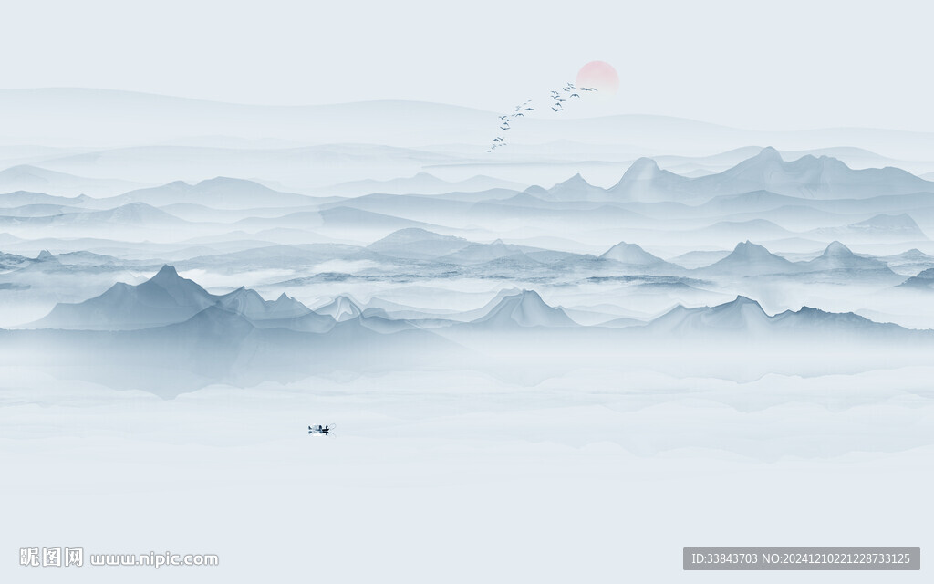 新中式水墨山水画