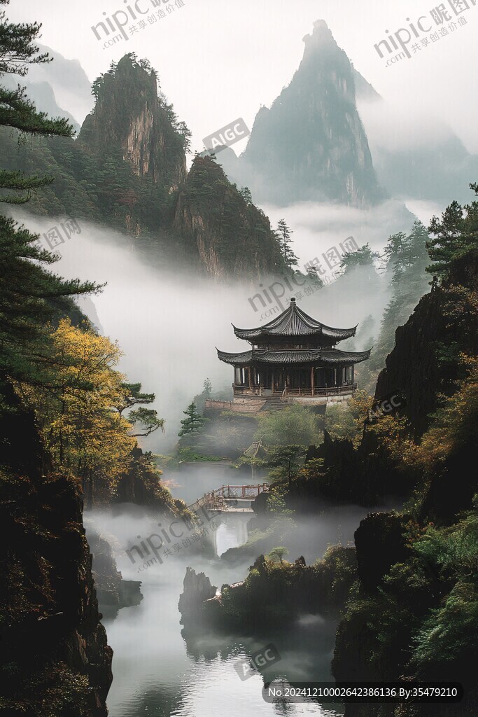 山水楼阁雅致意境风