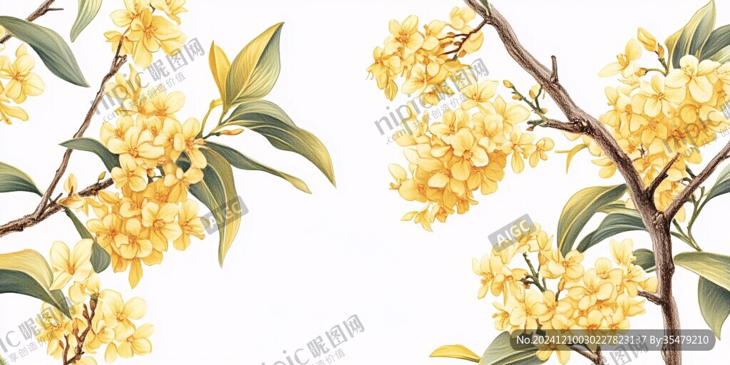 高清手绘桂花