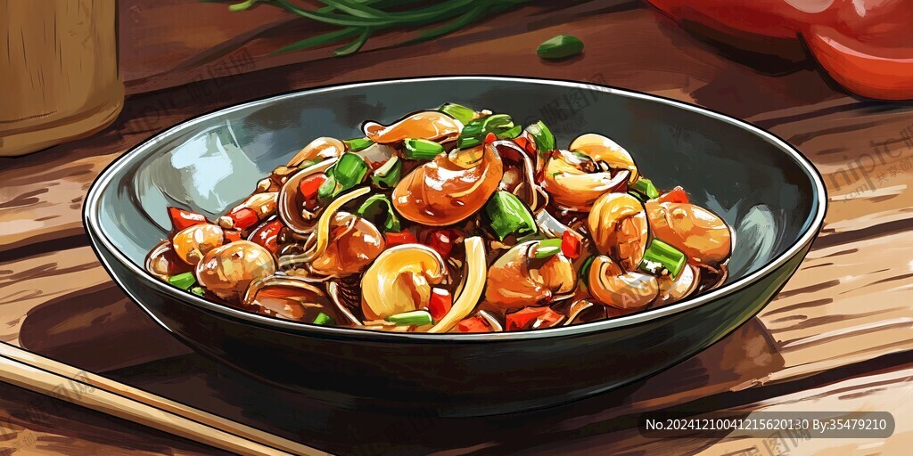 辣炒蛤蜊插画