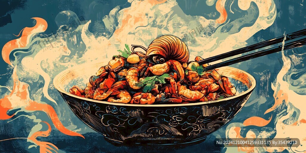 宫爆鸡丁插画
