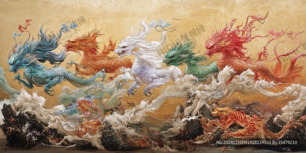 高清龙壁画