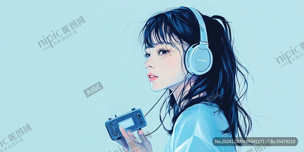 青春风少女插画