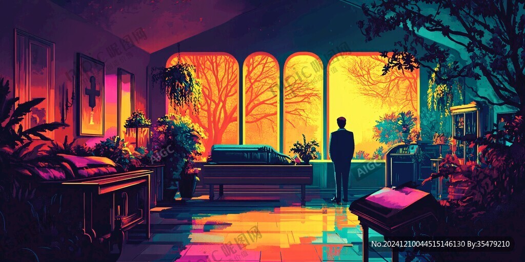 地产插画园林花园绅士