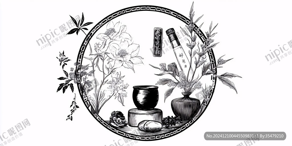 精油香薰手绘插画