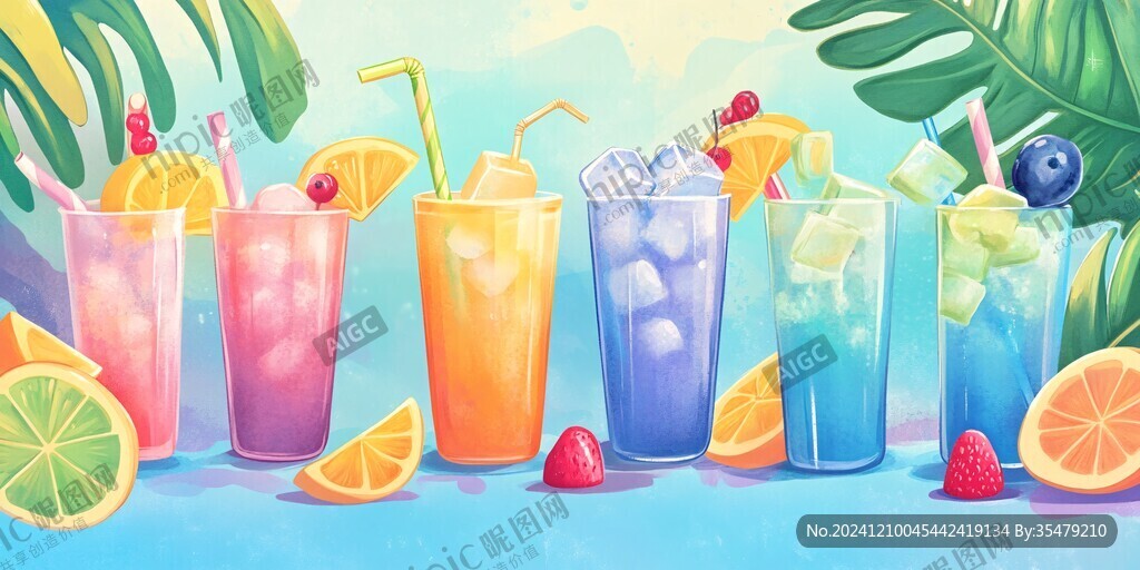 夏季冰饮插画
