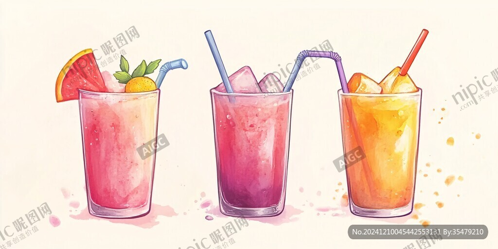 夏日饮品插画