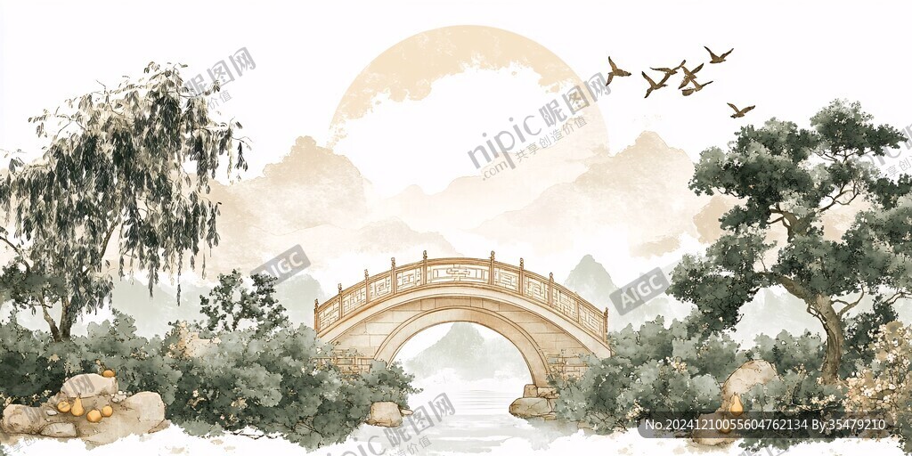 古桥插画