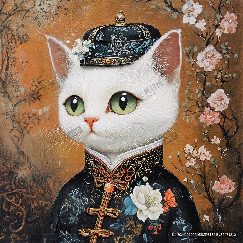 油画大花猫