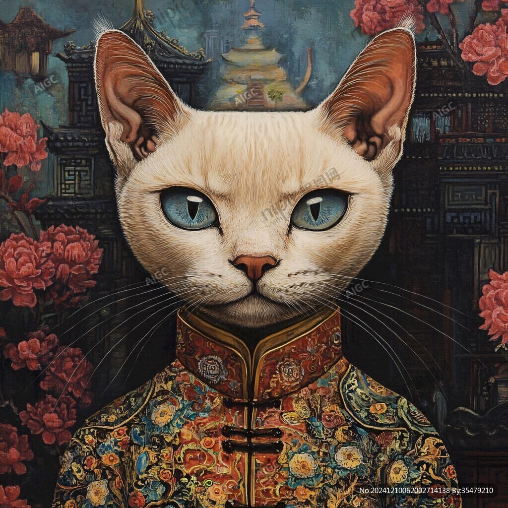 故宫御猫意境插画