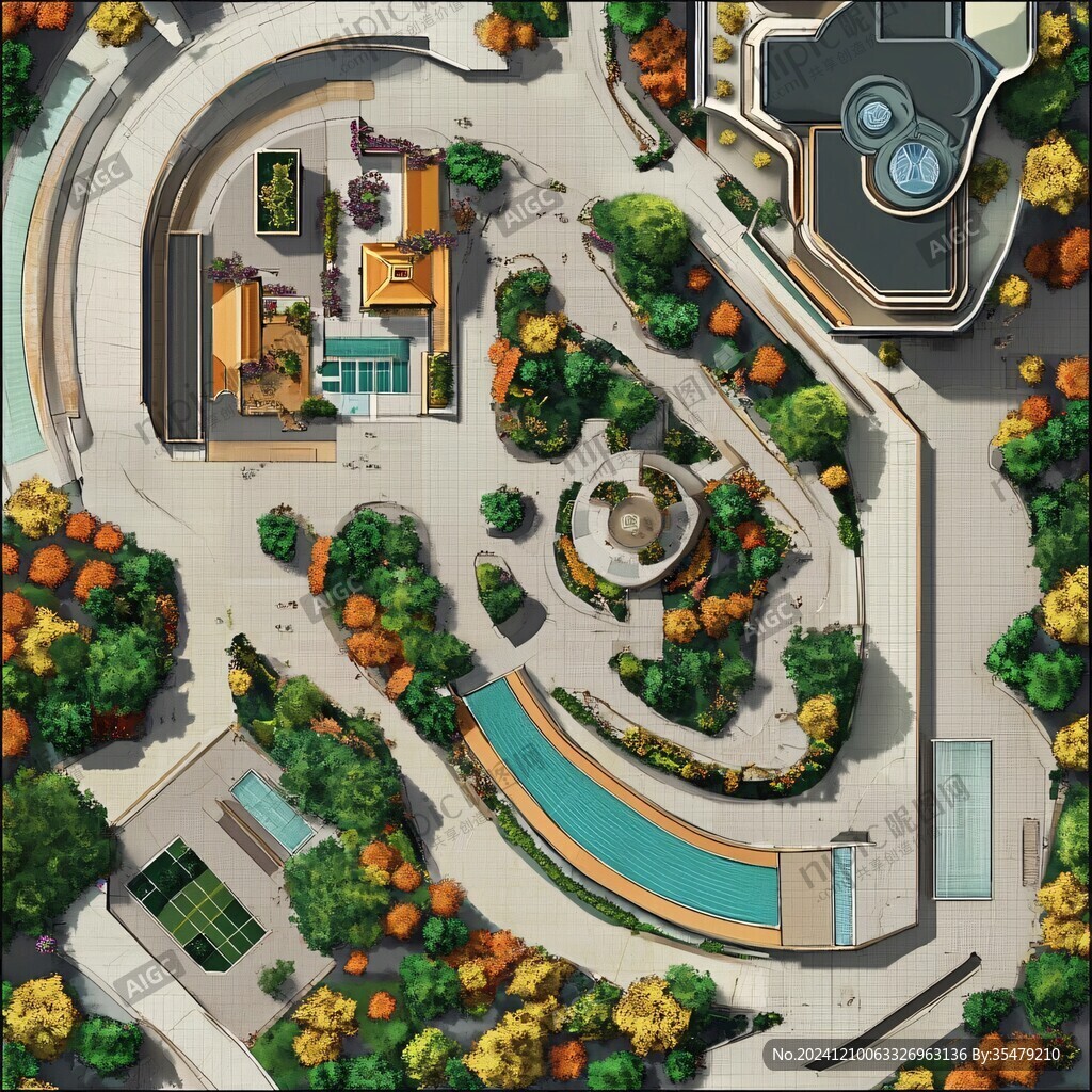小型广场鸟瞰图