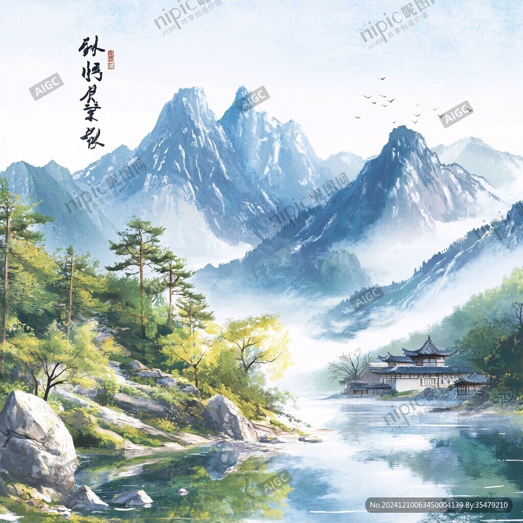 插画山水风景