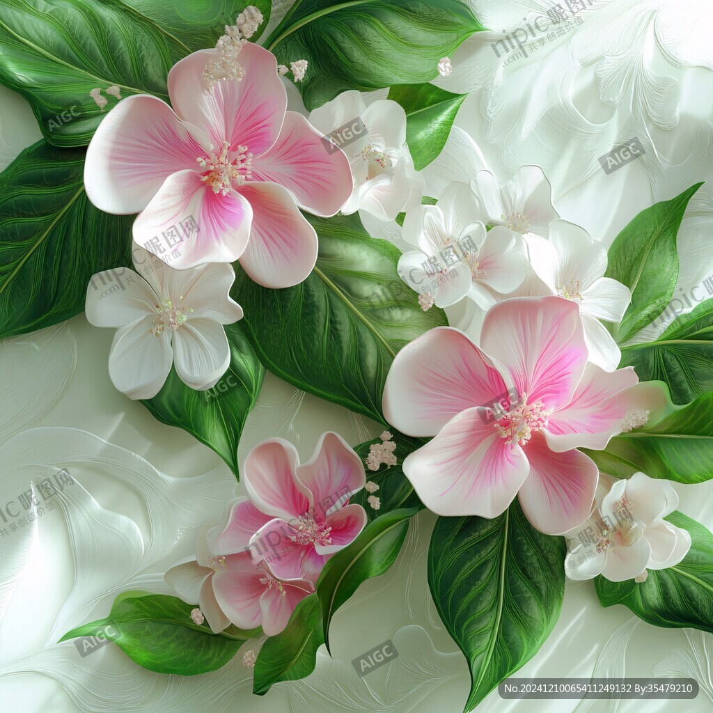 3d浮雕缤纷花卉