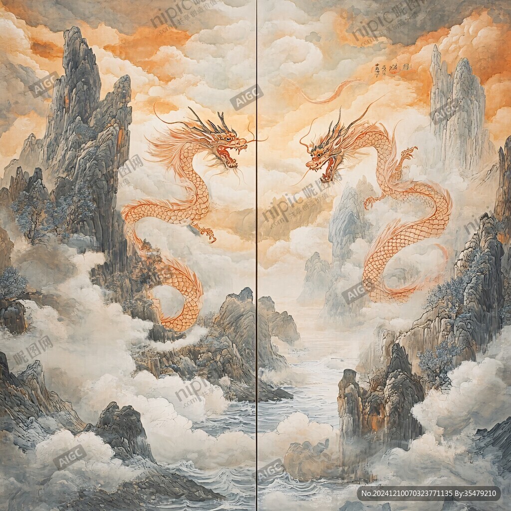 高清龙壁画