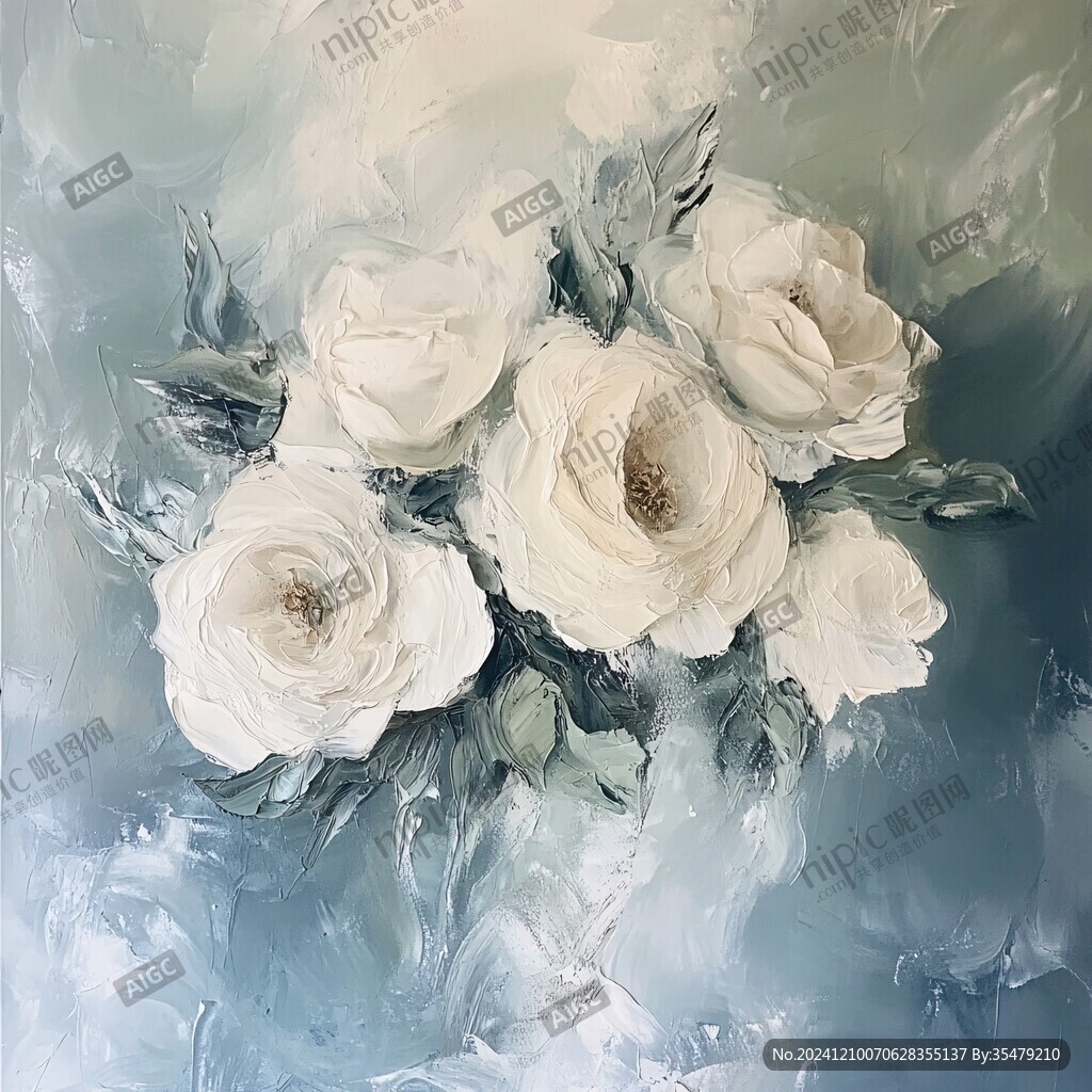 现代玫瑰花油画