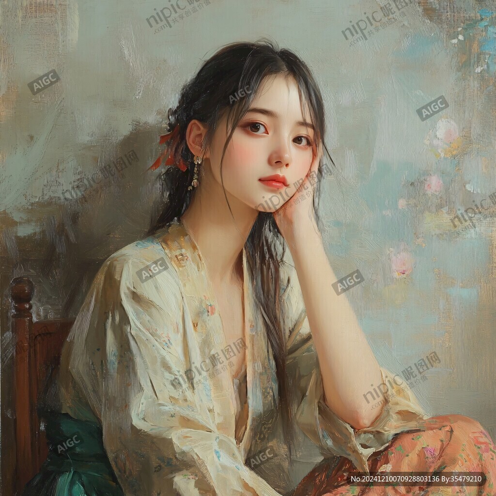 油画少女