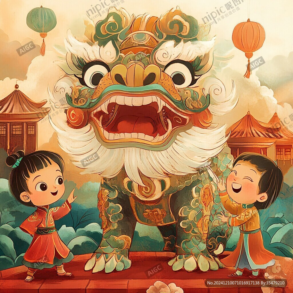 舞龙舞狮醒狮年画年俗
