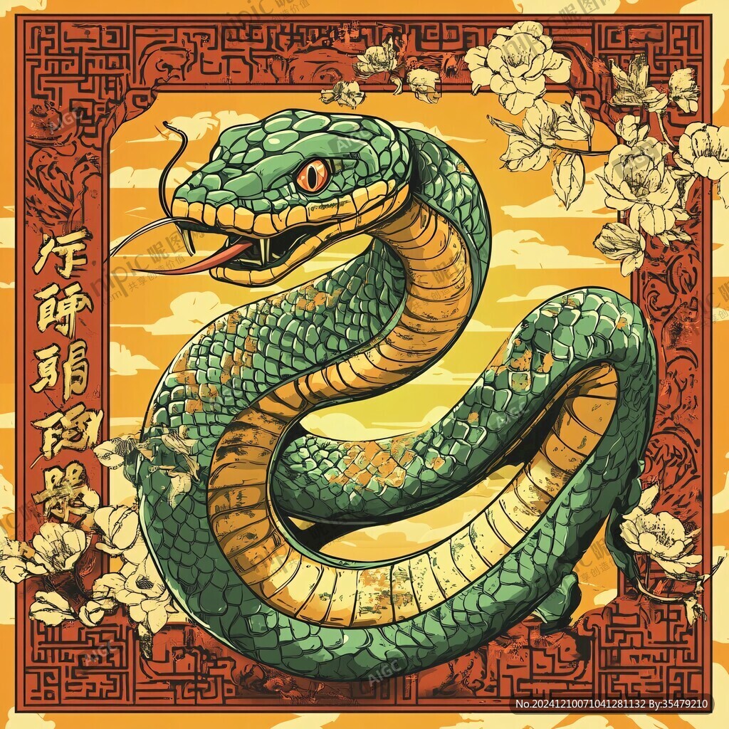 十二生肖蛇插画