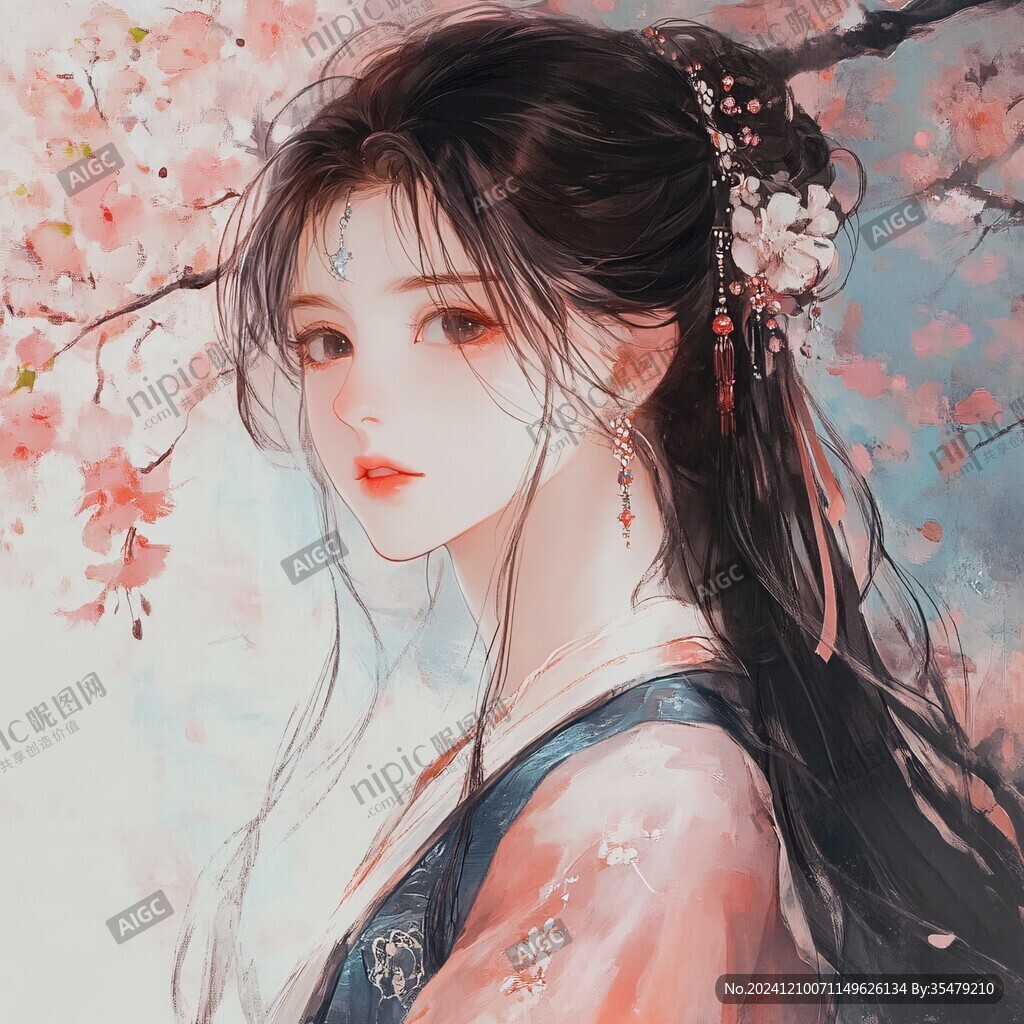 古风美女头像插画封面