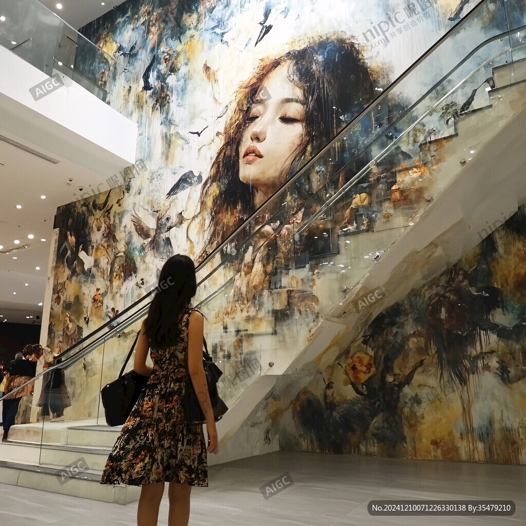 逛画展的女孩