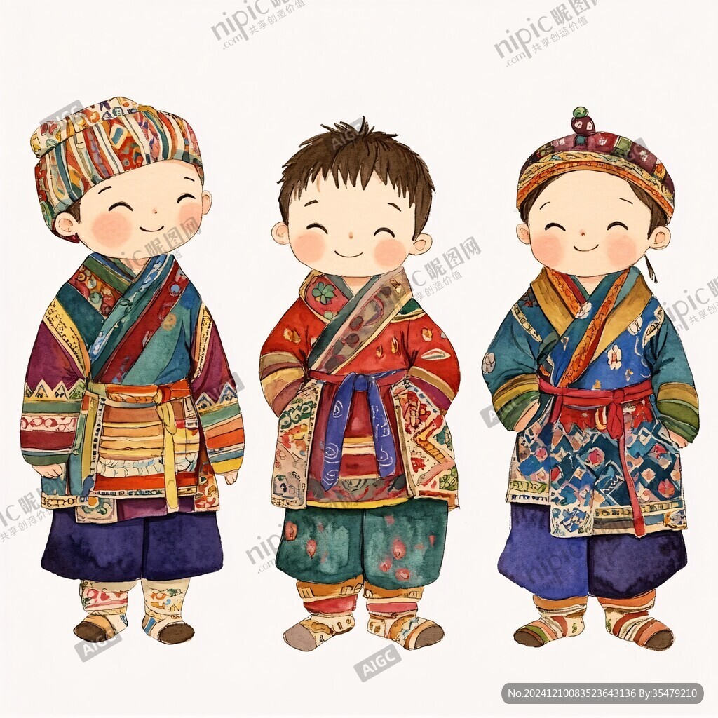 纳西族男孩插画