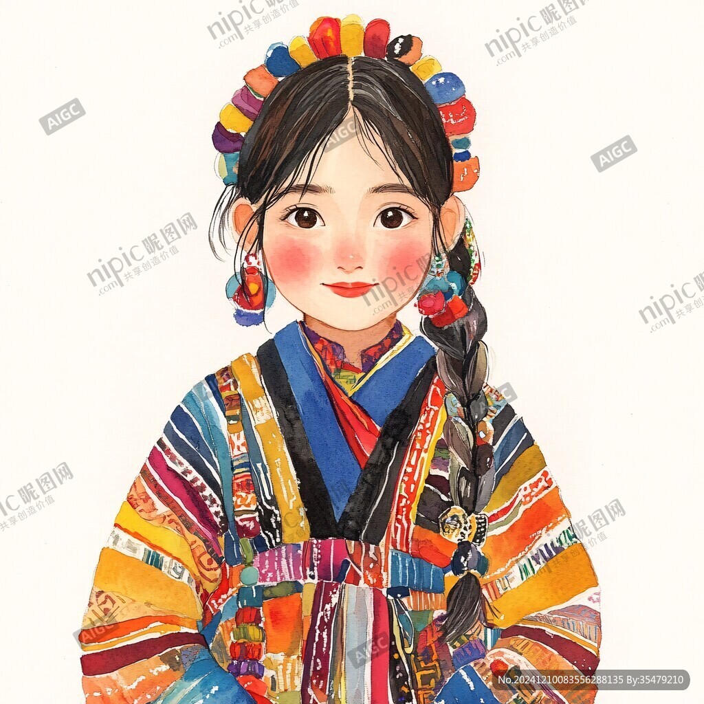纳西族女孩插画