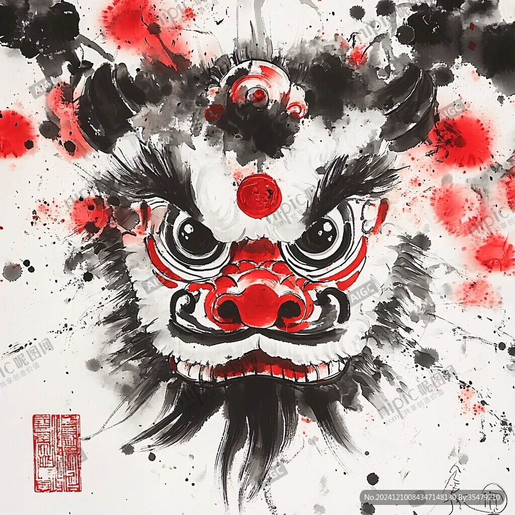 手绘牛手绘舞狮