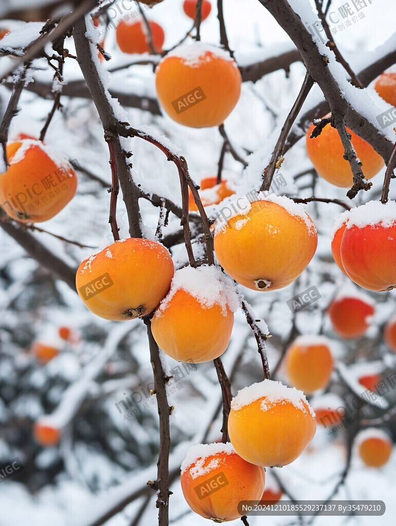 盖着雪被的红柿