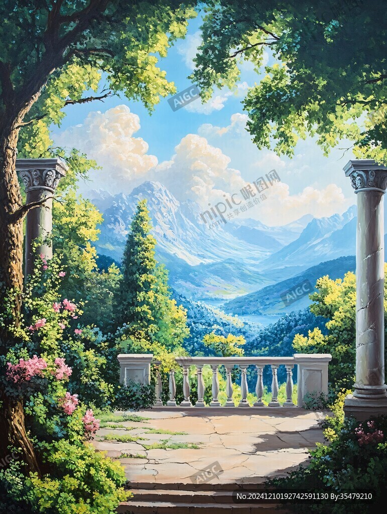 风光人间仙境油画