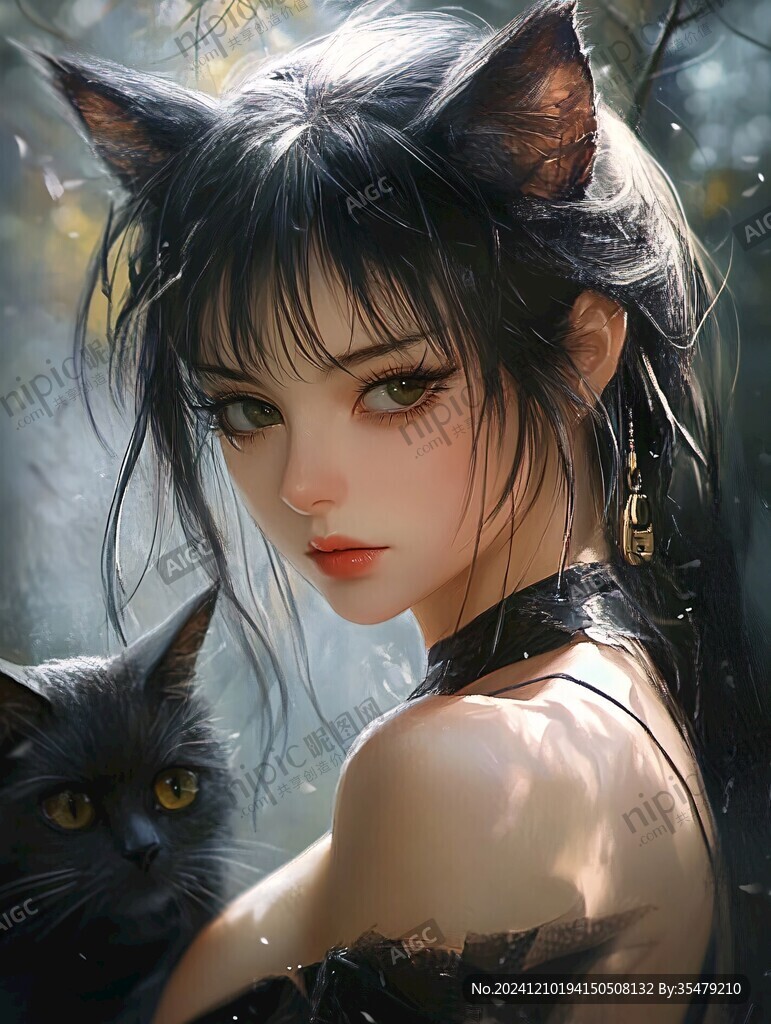 插画闪屏猫女