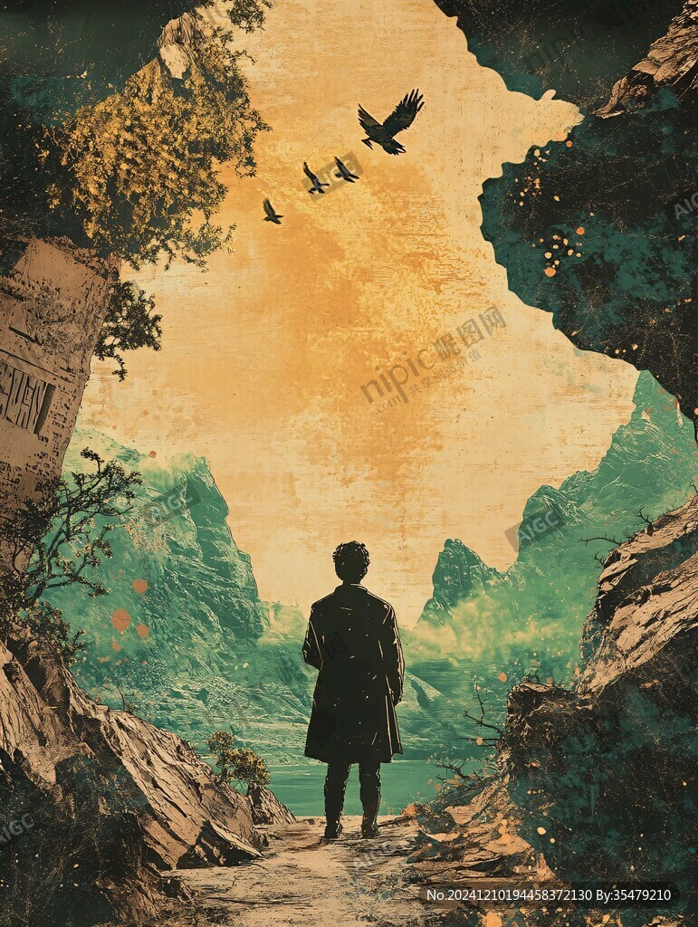 孤独背影插画