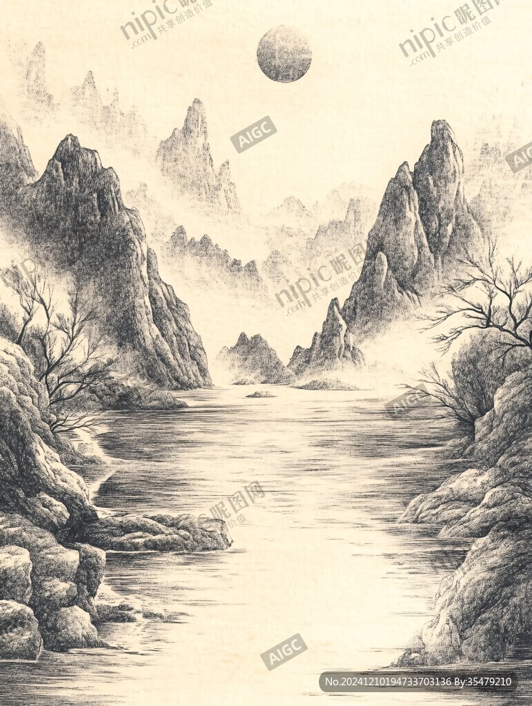 工笔画金碧山水