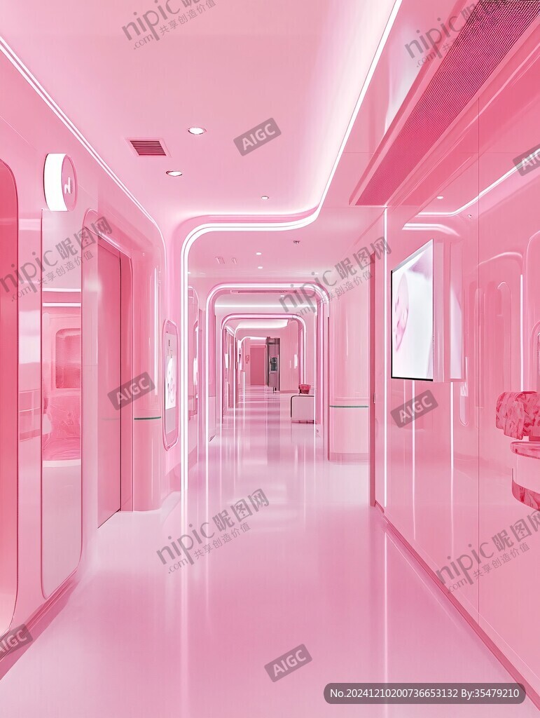 粉红色的梦幻长走廊