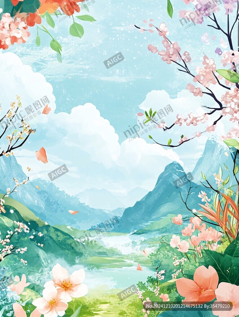 桃林仙境插画