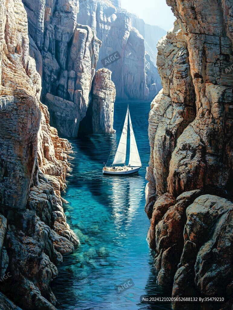 船帆大海油画