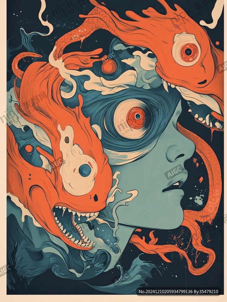 创意金鱼潮流插画