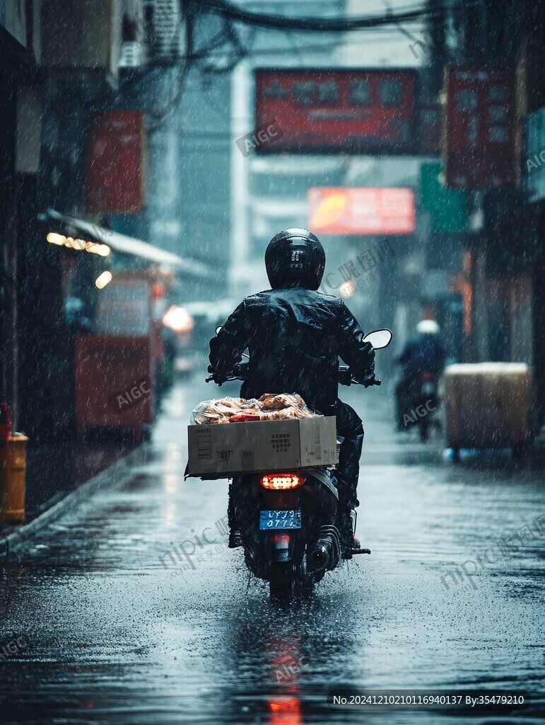 雨中送餐