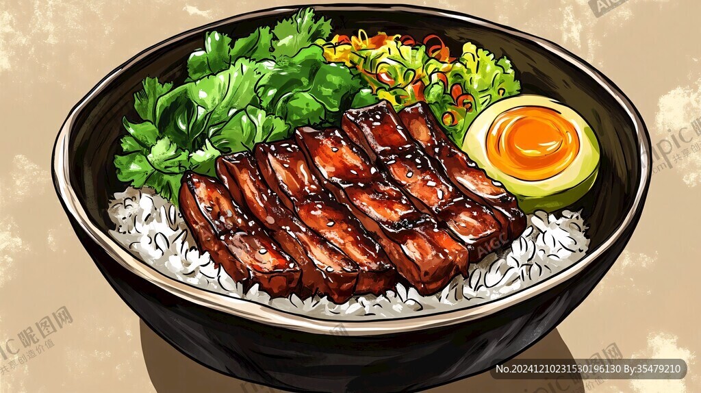 烧肉饭插画