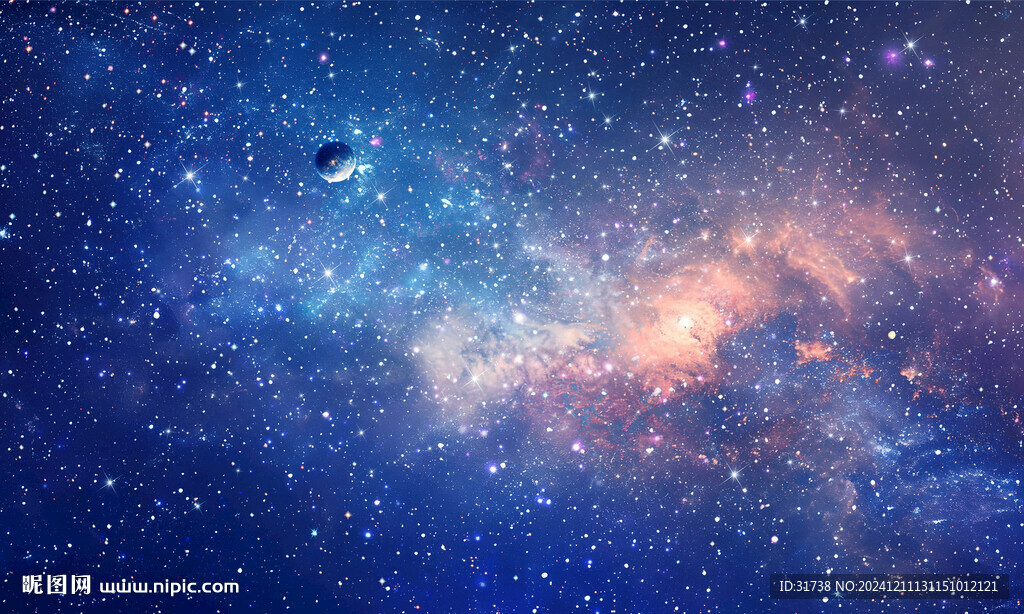 浩瀚蓝色宇宙星空背景墙