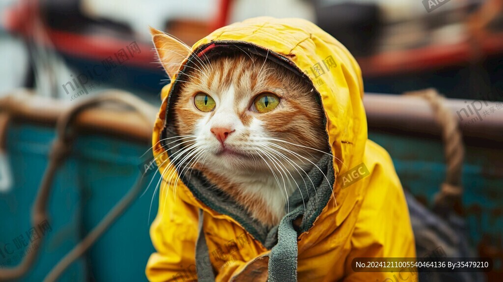 戴兜帽衫的猫