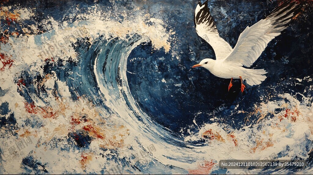 海浪仙鹤海浪酒店壁画