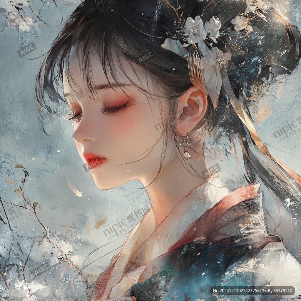 古风美女头像插画封面